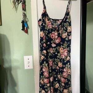 Ambiance Navy Floral Mini Dress with Pink & Cream Roses